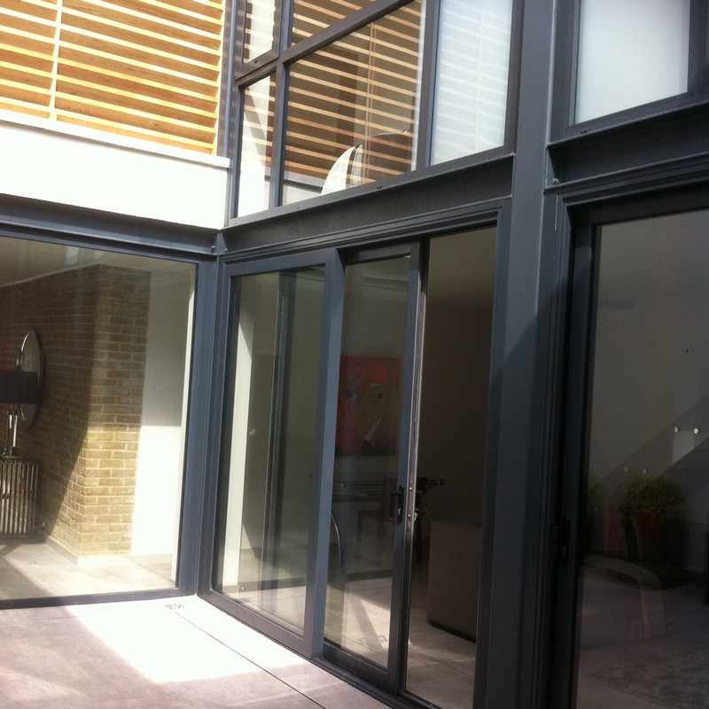 Anthracite aluminium sliding patio doors fitted in Nine Elms